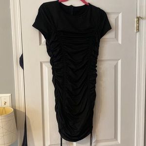 Women’s Black rouged dress with cinched tied sides